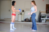 Jamee Playing Football With Danielle