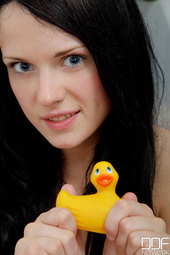 Innocent Teen Girl And The Rubber Duck