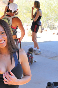 Zoey exercises outside horny and gets naked