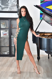 Presley In Slinky Green Gown