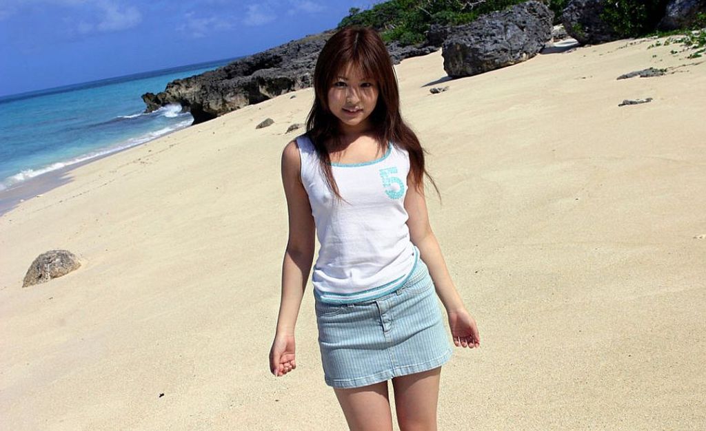 Asian teen at the sea 00