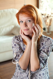 Shaved Redhead Mia Sollis Spreading