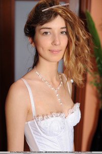 Hot teen in sexy white lingerie