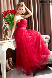 Elegant Asian Babe In Red Dress