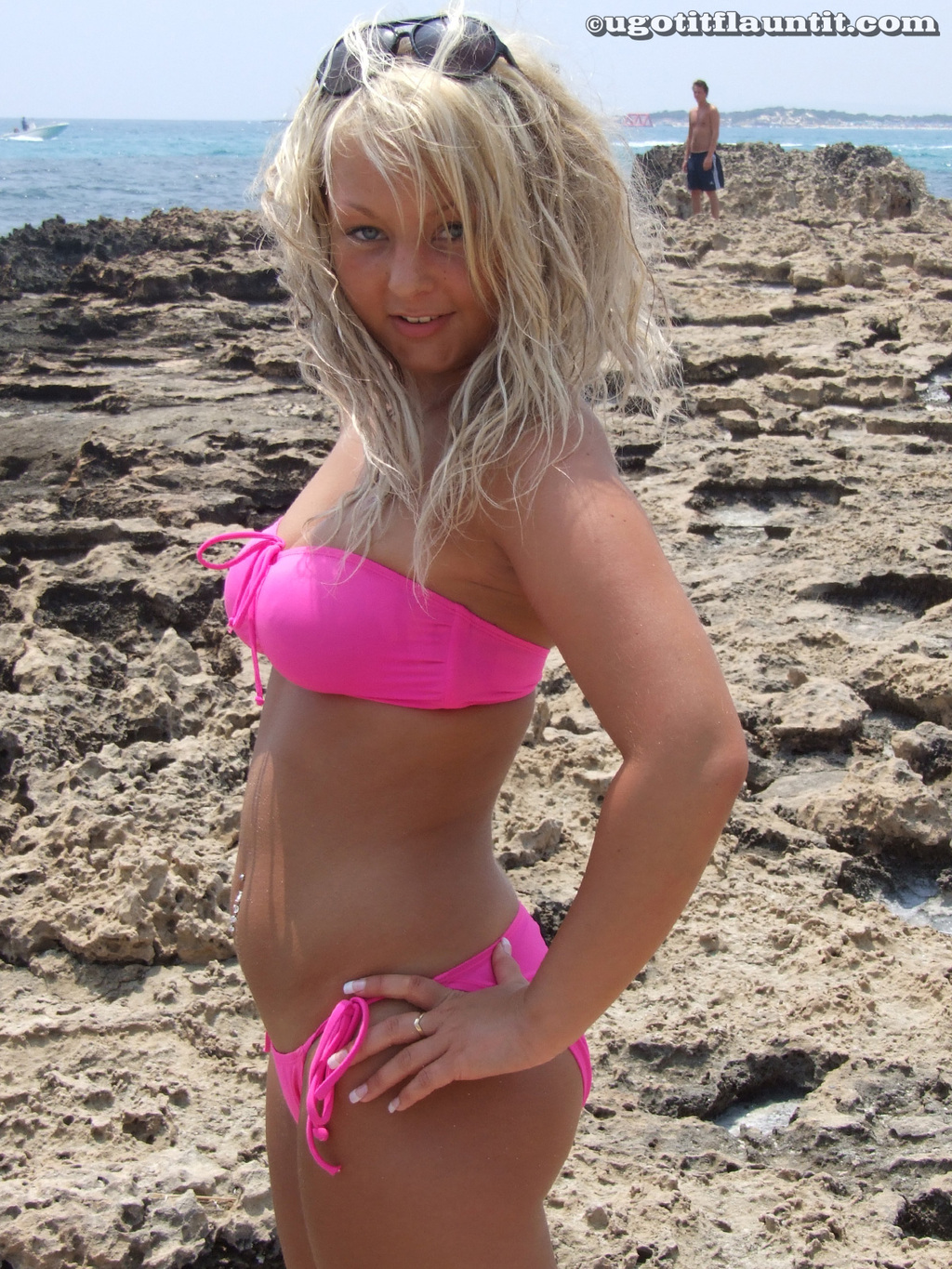 Busty Young Blond Girl Jess Topless At The Sea 03
