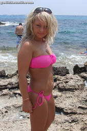 Busty Young Blond Girl Jess Topless At The Sea